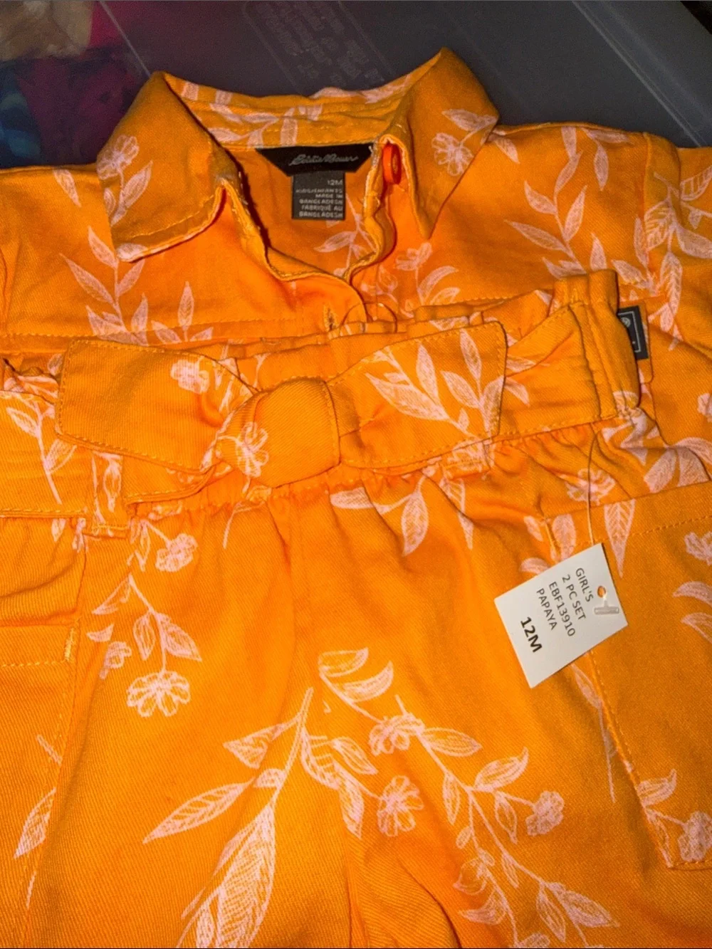 Eddie Bauer Orange Floral Two-Piece Kids Set